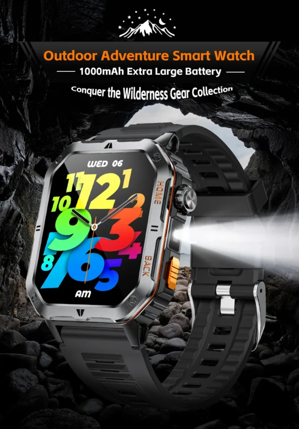 S2fbcae7724b74b0ca669f6c85ed6ace5n.webp New Outdoor Military Sports Smart Watch with Led Lighting Men Women for huawei xiao Watches Bluetooth Call GPS track Smart Watch
