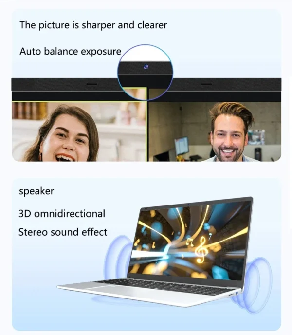 S308136fee4644cc2b66441cb704500bcX.webp 15.6" Intel Core 8500Y 16GB RAM 1TB SSD Notebook 1920*1080 HD Display Office Study Computer PC Windows 11 Pro