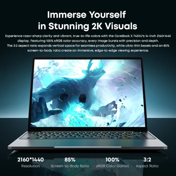 S313e3082ed1a452384c77361ffc97a904.webp CHUWI CoreBook X AMD R5-7430U Business Laptop 6 Cores 14.1 inch 2K IPS Screen 16GB DDR4 RAM 512GB SSD UP to 4.3 Ghz Notebook
