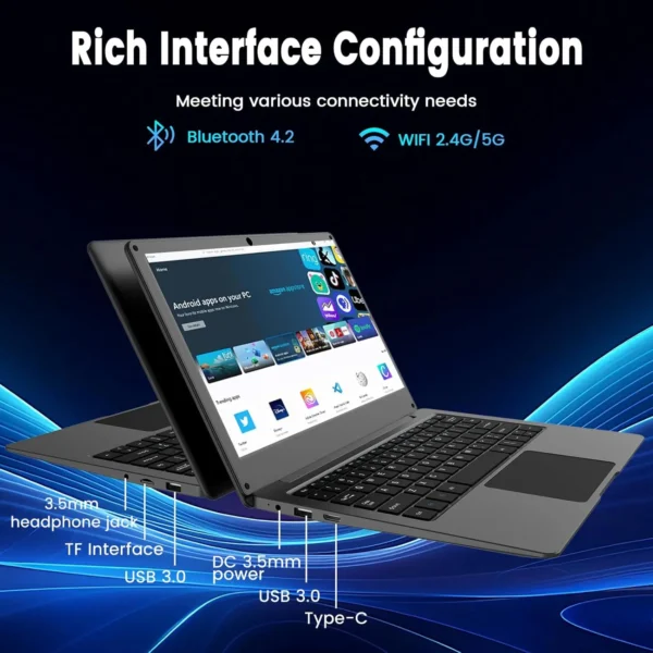 Azeyou 11.6” Laptop HD Display, N4000 Processor Student Laptop Computer 4GB,4000mAh,Russian English Keyboard OS 11 Pro Laptops