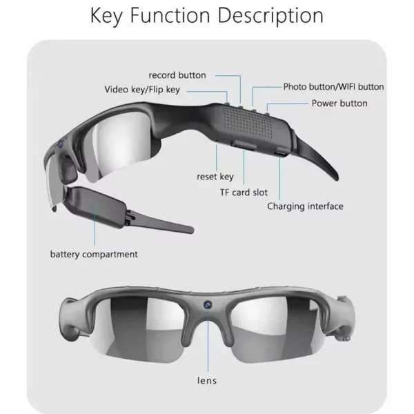 S3294bc04aefb4c89952b28a6401988e1O.webp 1080P HD Camera Sunglasses Polarized Photochromic Lens First-Person View WiFi Video Recorder Cycling Outdoor Sports Glasses