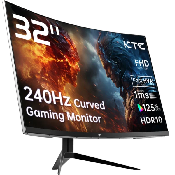 S337a395a5db2414a863458bf8f0a7b03t.webp KTC 32 inch 240Hz Curved Gaming Monitor 1500R 1080P 125% sRGB 1ms, Freesync/G-sync HDR10,HDMI/DP/USB Ports VESA,Tilt Adjustable,