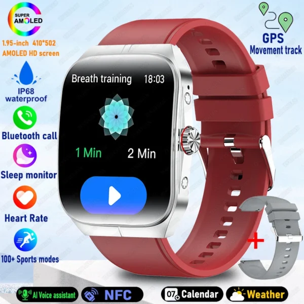 S33be6b510b3a4ad5acf7f4c6d957d60aA.webp 2025 New HD AMOLED screen For OPPO Watch 4 Pro Sports Smart Watches Men GPS Track Waterproof Bluetooth Call NFC Smart Watch