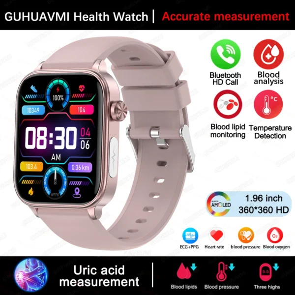 S34101daca7a4450c8af0609a09e5eccen.webp 2025 New For XIAOM1 ECG+PPG Blood Fat Uric Acid Health Smartwatch Men Women Heart Rate Blood Pressure Bluetooth Call Smart Watch