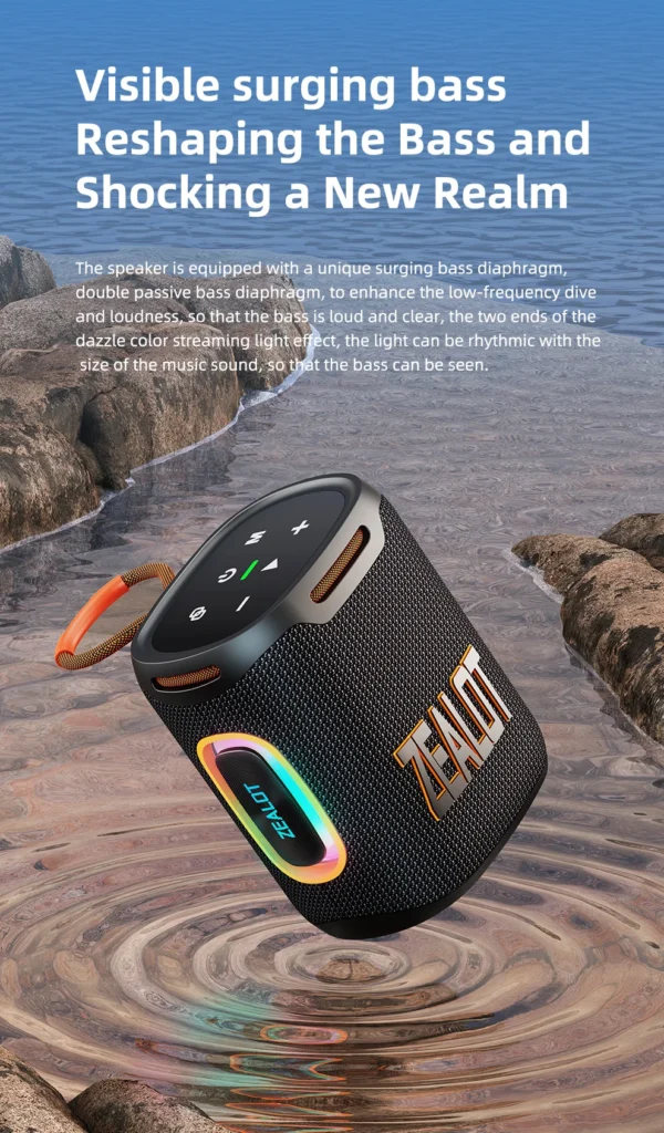 Zealot-S122 Bluetooth Speaker BT5.4 Wireless IPX6 Waterproof Shower Speaker,25W HiFi Stereo Sound,TWS Pairing,20H Music Playtime