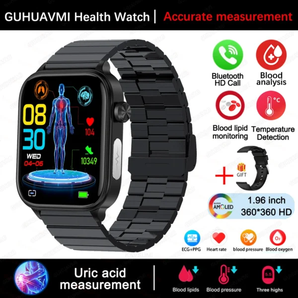 S3630428d221f46ffb21ed4689e65c9acV.webp 2025 New For XIAOM1 ECG+PPG Blood Fat Uric Acid Health Smartwatch Men Women Heart Rate Blood Pressure Bluetooth Call Smart Watch