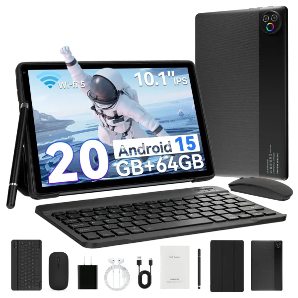 S3665b58b3dda4044b9034efbe47c176f9.webp URAO Android 15 Tablet 10.1 Inch 20GB RAM 64GB ROM 5-core Dual Camera Tablets PC Set Keyboard/Case/Mouse/Stylus/Headphone
