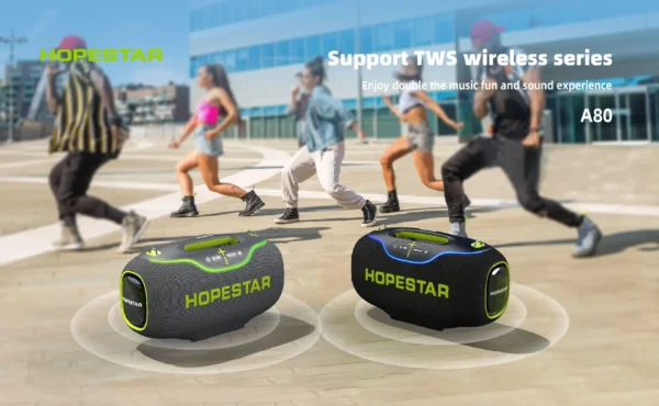 High Quality Hopestar A80 Subwoofer - Portable RGB Speaker with IPX6 Waterproof, Mini Microphone & Rechargeable Battery