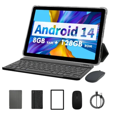 S385a8ea6b4924caa9640aa81e275852cp.webp PRITOM TAB11 Android 14 Tablet 10 Inch, 8GB(4+4 Expand) RAM + 128GB ROM, Octa Core, 5G WiFi, with Keyboard, Mouse, Case
