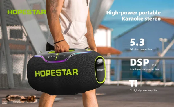 High Quality Hopestar A80 Subwoofer - Portable RGB Speaker with IPX6 Waterproof, Mini Microphone & Rechargeable Battery