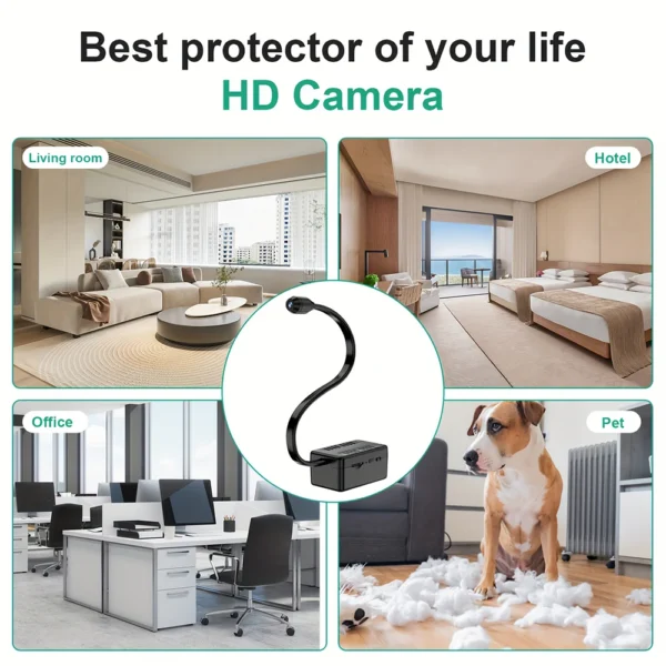 Mini WiFi Camera 1080P HD Smart Camera with Curved Flexible Lens Cable,Loop Recording,Alarm, Remote Viewing,Security  Monitoring