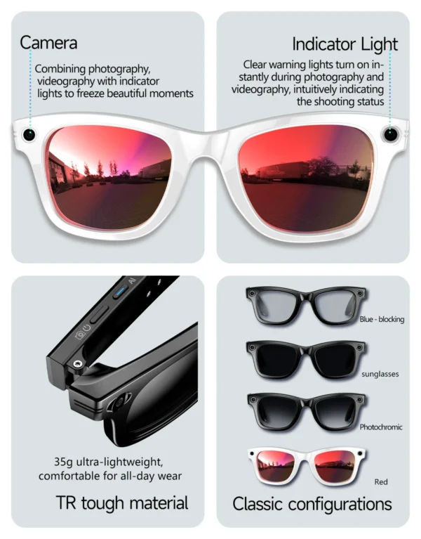 S3ad08e7b0969458a94aa2e7febaa734aP.webp New 800W Camera AI Glasses Men Color-Changing Smart Translation Glasses Photo Video Recording Waterproof Call Smart Sunglasses