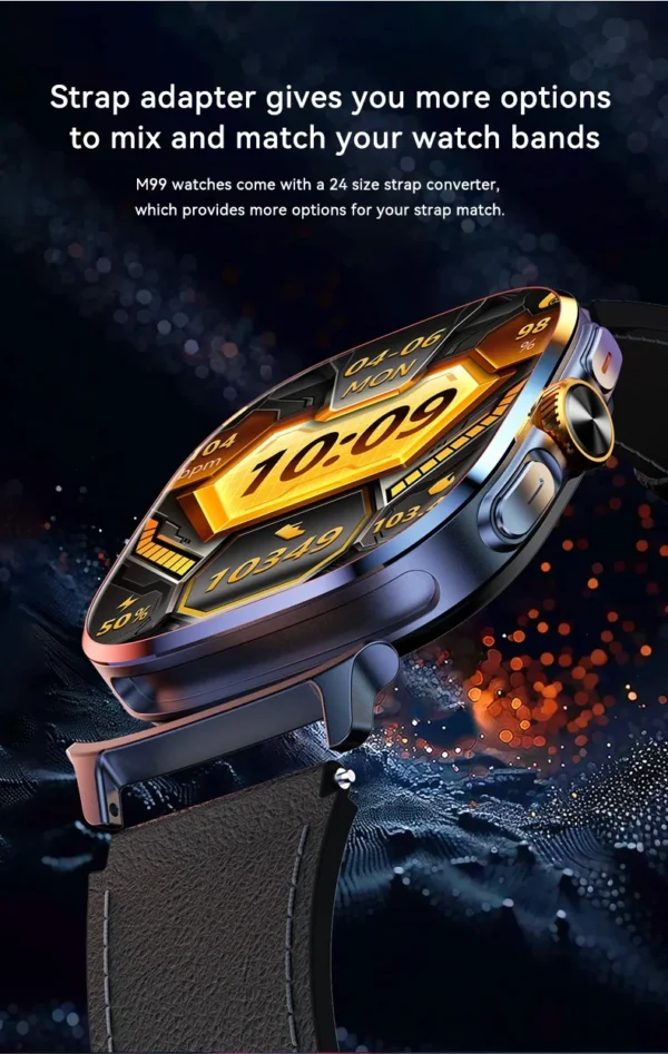 S3e18605325544685ac87c9865cba0460p.webp Original M99 Smartwatch 2.4 inch Amoled Screen insert 4G/5G Sim Card GPS WIFI 190° Rotating Camera Game Android 10.0 Smart Watch