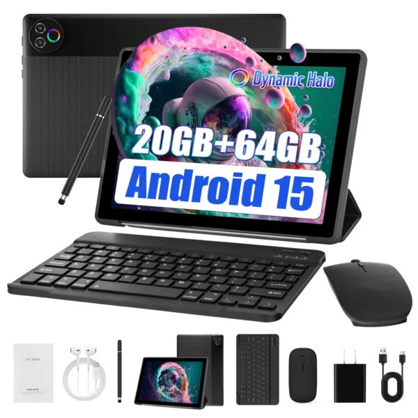 S3fab067ba5874450bd19b223350abc02e.webp URAO Android 15 Tablet 10.1 Inch 20GB RAM 64GB ROM 5-core Dual Camera Tablets PC Set Keyboard/Case/Mouse/Stylus/Headphone
