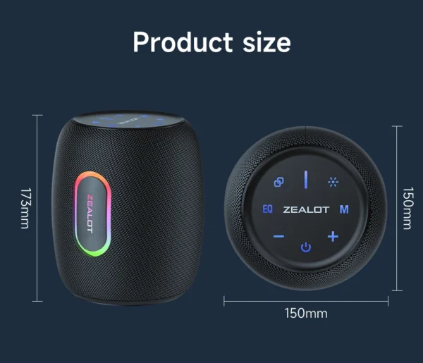 Zealot-S64 Bluetooth Speaker 50W Bluetooth 5.2 Wireless Speakers,360 Degree Surround Sound, IPX6 Waterproof, 20H Playtime