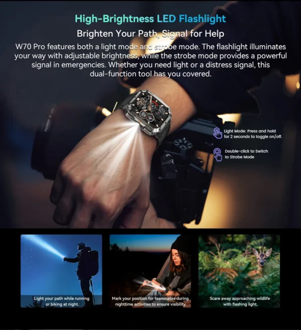 Blackview W70 Pro Outdoor Sport Smart Watch, IP68 Waterproof Smartwatch 2.01-inch TFT Screen, 900mAh Battery, Bluetooth Talking
