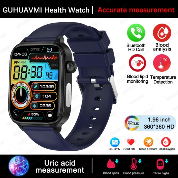 S408117803bd54696b4da4078db05c090G.webp 2025 New For XIAOM1 ECG+PPG Blood Fat Uric Acid Health Smartwatch Men Women Heart Rate Blood Pressure Bluetooth Call Smart Watch