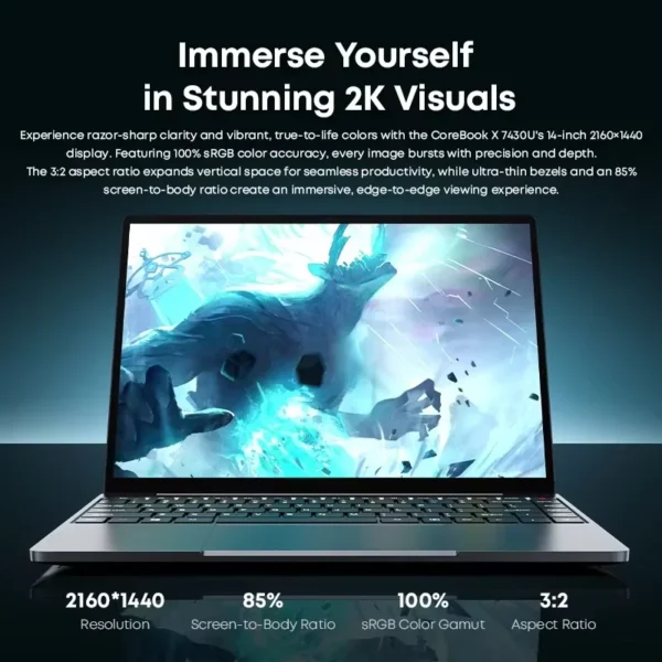 S408b404587da41d29b850bcae47bd15di.webp CHUWI CoreBook X AMD R5-7430U Business Laptop 6 Cores 14.1 inch 2K IPS Screen 16GB DDR4 RAM 512GB SSD UP to 4.3 Ghz Notebook