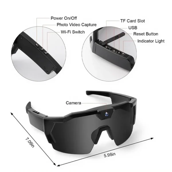 S414152cfda1040d383e56ab98e180181N-1.webp NEW HD Video Glasses Action Camera Sunglasses Smart Glasses Sports Glasses Outdoor Bicycle Motorcycle Driver Recorder Walk Cam