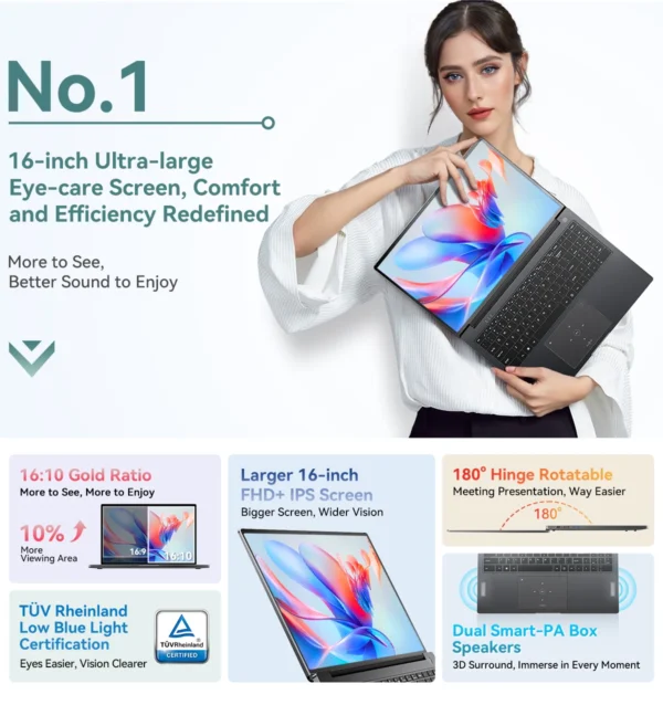 Blackview Acebook 12  Win 11 Pro Laptop 16'' 1920*1200 Display, Intel I5-1030NG7/I5-12450H Notebook, 16GB 512GB, 5000mAh
