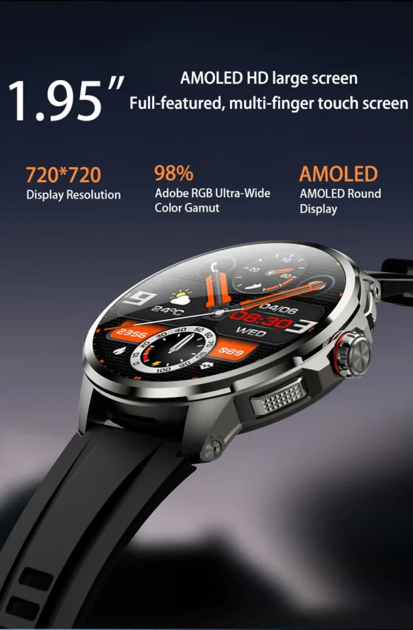 S4274109373d240508a964f37f2326c6eL-1.webp Original H99 Smart Watch Android Watches Amoled Smartwatch With 190° Rotary Camera Google Play Store 1.95inch Amoled Screen
