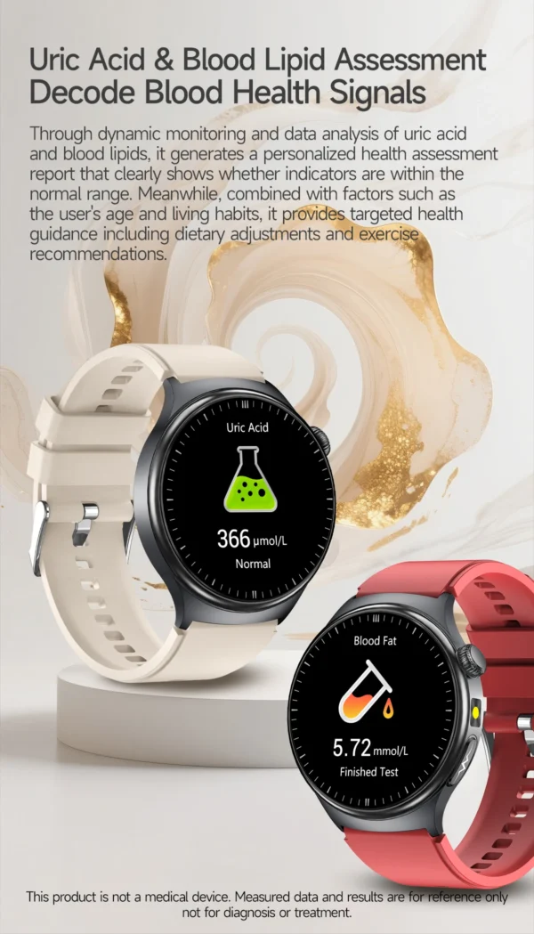 S42fd11594f804f21987cde49bf0a53bdw-1.webp 2026 New Accurate Blood Lipid Uric Acid Test Smart Watch Men Women ECG Blood Pressure Body analysis Voice Call Health Smartwatch