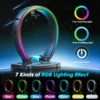 S434132006e2d48a79cd49f648e9d0947A.webp Headphone & Controller Stand with 9 Light Modes - Foldable Controller Hanger for Desk - Earphone Stand with Cable Organizer