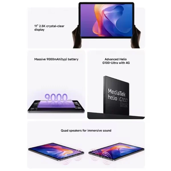 Global Version Xiaomi Redmi Pad 2 Wifi 11" 2.5K Crystal-clear Display MediaTek Helio G100-Ultra Mi Tablet  90Hz Display 9000mAh