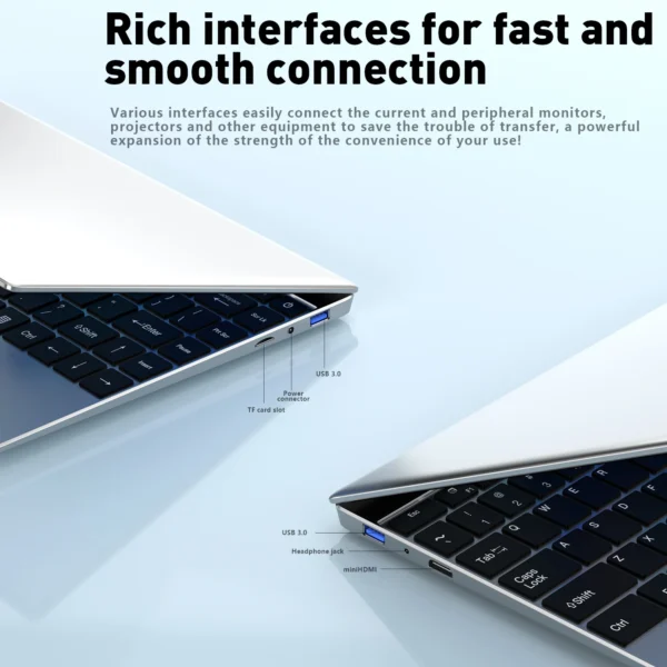 S43aa44c47cbd4f818bf0a2e2838069d0H.webp LENO 14.1"Laptop 16GB RAM 2TB SSD Windows 11 Intel N3700 Ultra Slim Notebook Gamer 1920*1080 Display Office Study Computer PC