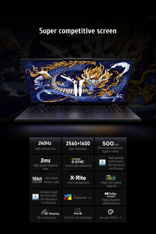 S43bbcf2016ef4f1a8ac915401a247dd5Y.webp Lenovo Legion Y9000P Gaming E-Sports Laptop 2024 RTX 4060 Intel i9-14900HX 16" 16/32/64G RAM 1/2T SSD 2.5K 240Hz Notebook PC