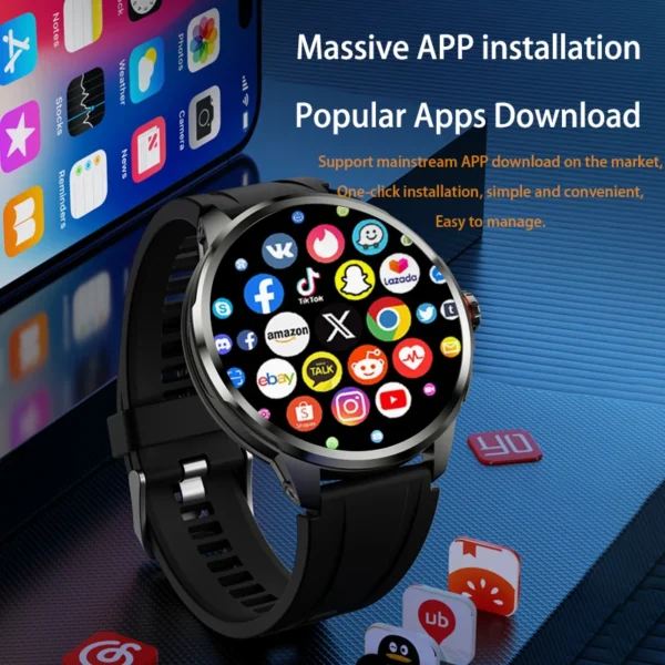 S44e435004d6441f48ddabe7eef850d1dE-1.webp Original H99 Smart Watch Android Watches Amoled Smartwatch With 190° Rotary Camera Google Play Store 1.95inch Amoled Screen