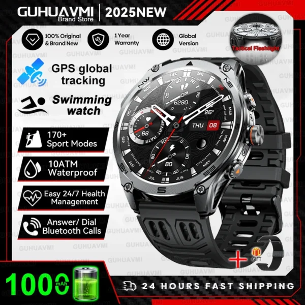 S49298d2b211c47f8916ea9825801714et-2.webp 2025 New Military T-Rex 3 Ultra GPS Smart Watch 1000mAh Battery 10ATM Waterproof Compass Flashlight Sports trackr Smartwatch Men