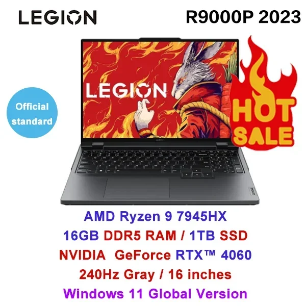S49fee114d836423d87d2394dc9bc935aY.webp Lenovo Legion R9000P E-sports Gaming Laptop 16inch AMD R9 7945HX 1T/4T RTX4060 100%sRGB 500nits 2.5K 240Hz Game Notebook PC