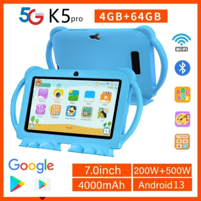 S4b1c716d8cc540e8afba6e7921883940V.webp BDF K5 pro 7-inch Kids Tablet Cartoon Kids-Proof Case 5G WiFi Google Learning Education Tablet PC 4GB RAM 64GB ROM 4000mAh