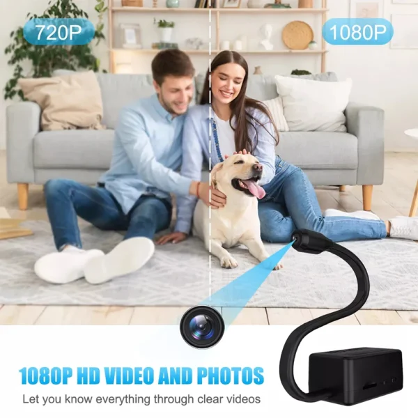 Mini WiFi Camera 1080P HD Smart Camera with Curved Flexible Lens Cable,Loop Recording,Alarm, Remote Viewing,Security  Monitoring