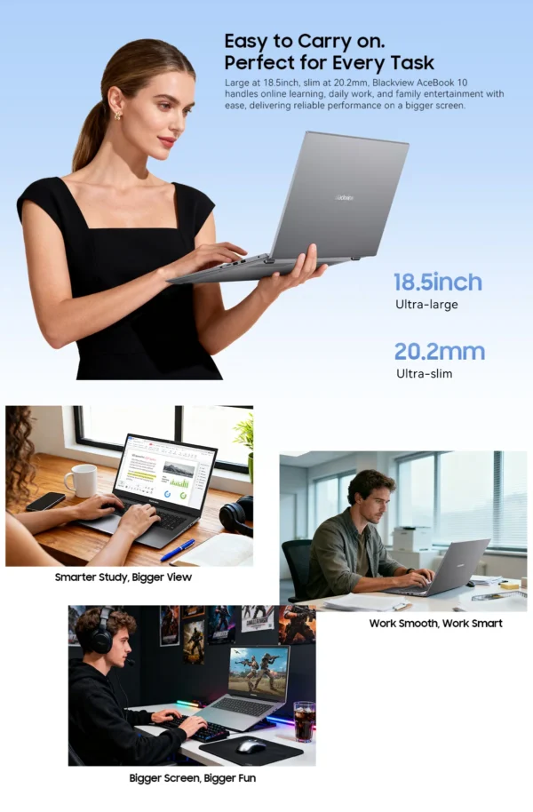 S4e4743b68bd24b8a9f0f2b60fb3645aeG.webp Blackview Laptop AceBook 10 16GB DDR4 512GB SSD 4-Core Intel Twin Lake N150 18.5'' LCD Display Computer Windows 11 Pro IPS