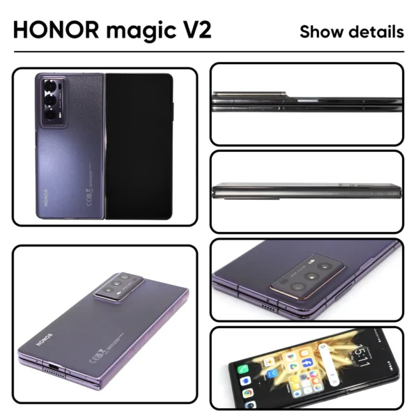 S4fa173cc67404b479e097dd3471b0a8dp.webp Honor Magic V2 5G Foldable Smartphone Global Version LTPO OLED Display 120Hz Snapdragon 8 Gen2 50MP Triple Camera Android Mobile