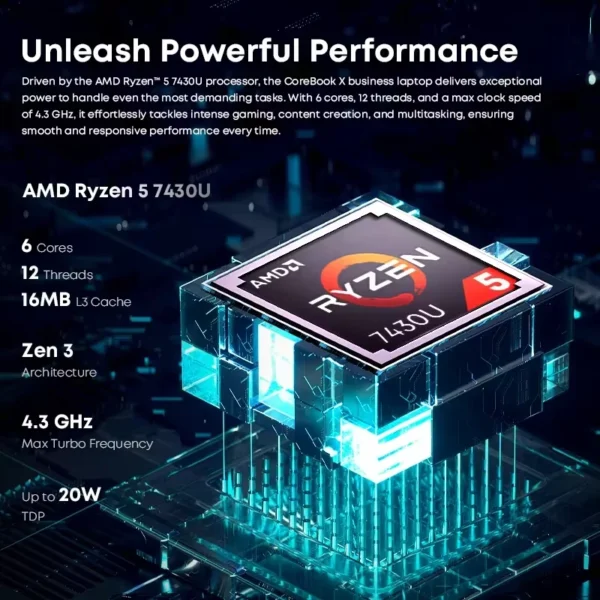 S4fa798f0970144c2aea773a933fc0ad1b.webp CHUWI CoreBook X AMD R5-7430U Business Laptop 6 Cores 14.1 inch 2K IPS Screen 16GB DDR4 RAM 512GB SSD UP to 4.3 Ghz Notebook