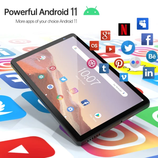 S503766eb4808447b814a6ce7641e9327W.webp PRITOM 7 Inch Tablet PC 32 GB Android 11 with Quad Core Processor HD IPS Display Dual Camera WiFi with PU Protective Case