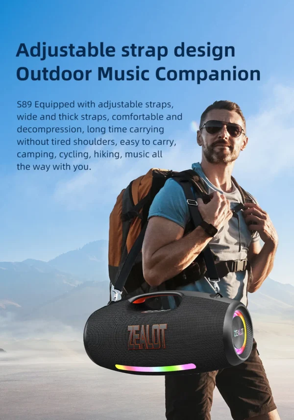 S51658a886a984e6f9909cb8486d928efY.webp ZEALOT S89 Wireless Speaker 250W Portable Outdoor with RGB Color Lights Long 48000mAh Battery up to 8 Hours Playtime