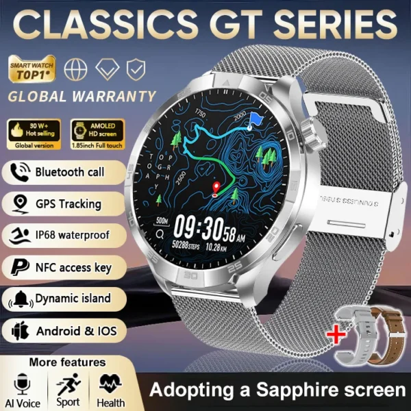 S51e99591c0ed4f148132784f9be3932aI.webp 2026 New Sapphire Screen Smart Watch 1.85-inch Ultra HD AMOLED GPS Bluetooth Call NFC Compass IP68 Sports Fitness Smart Bracelet