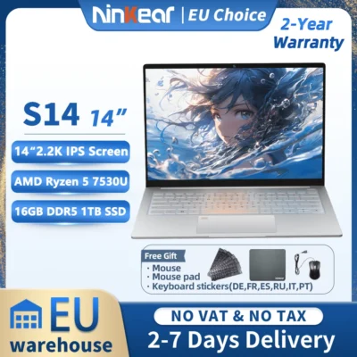 S54c4bd159bc24561be62d29b70fc24c0f.webp Ninkear S14 Ultra-portable Laptop With 1KG Weight AMD Ryzen 5 7530U 14 Inch 2.2K Windows 11 16GB LPDDR5 1TB SSD Computer Type-C