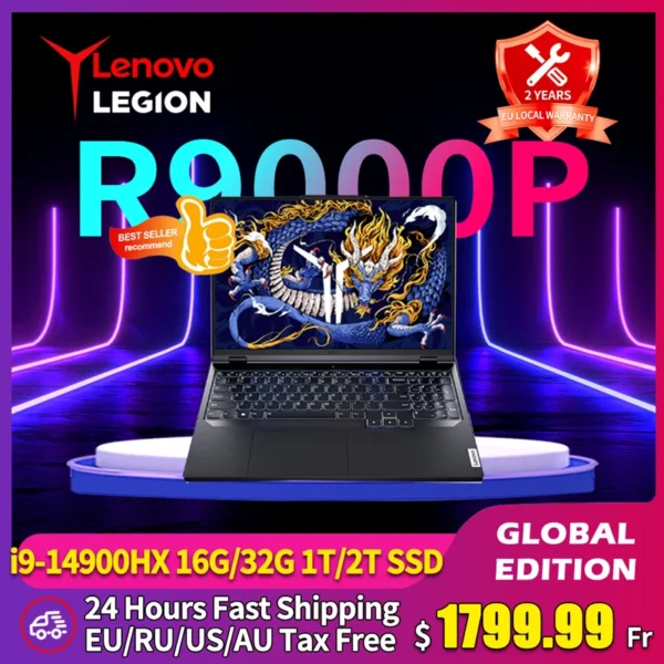 S5627909739354c8a936d09a35c5c2f726.webp Lenovo Legion Y9000P Gaming E-Sports Laptop 2024 RTX 4060 Intel i9-14900HX 16" 16/32/64G RAM 1/2T SSD 2.5K 240Hz Notebook PC