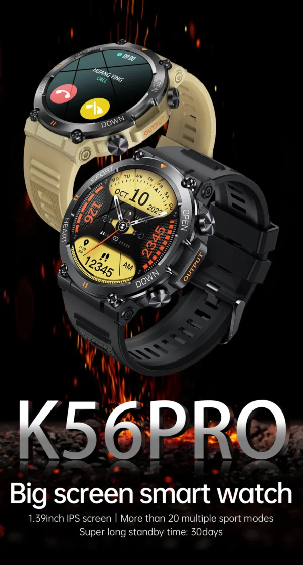 S564d1e93d3954b62adf0990304e46e5fR-1.webp K56 Pro Smart Watch 1.39 Inch Men Women BT Call Heart Rate Blood Pressure 400mah Big Battery Sport Outdoors Smartwatch