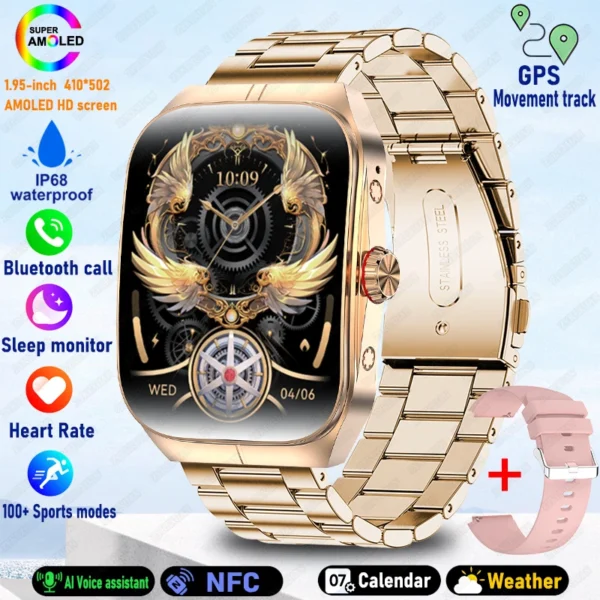 S565f43e7148441f98a9647768cda72301.webp 2025 New HD AMOLED screen For OPPO Watch 4 Pro Sports Smart Watches Men GPS Track Waterproof Bluetooth Call NFC Smart Watch