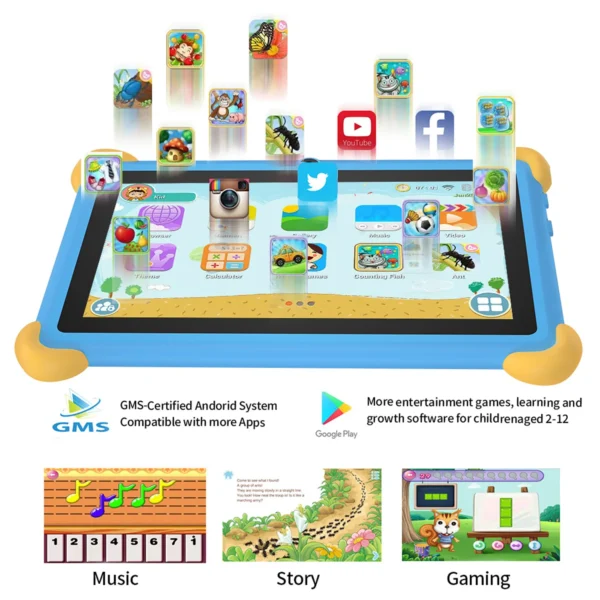 S5660dcf331b14854adff949e1ca039dde.webp 7 Inch 5G Kids' Tablet with Cartoon Pattern Android Learning Education PC with Kids-Proof Case 4000mAh Tablet
