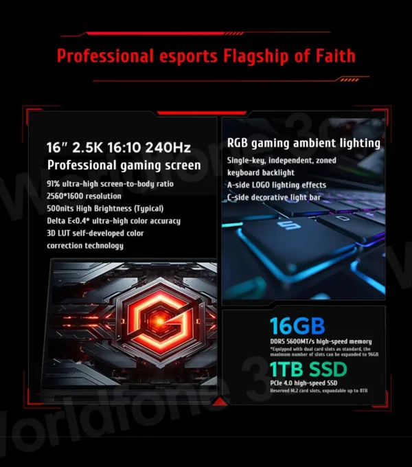 S58910ba912274bd8a142aa10aa4eee1eW.webp Xiaomi Redmi G Pro Gaming laptop 2024 Core i9-14900HX NVIDIA GeForce RTX 4060 RAM 16GB/32GB DDR5 1TB SSD 16-inch 240Hz Screen PC