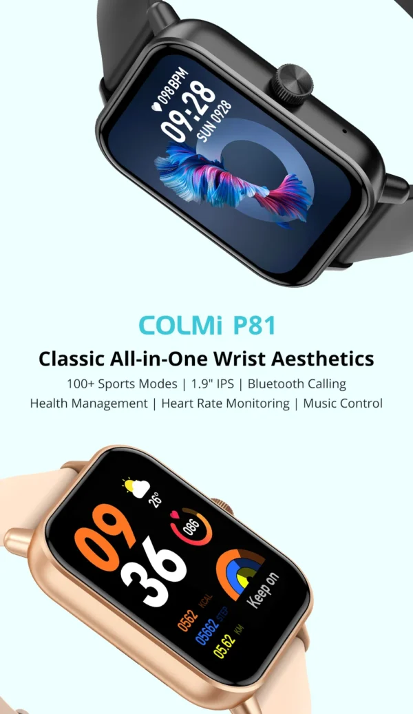 S5954bff2f6194089b463a2597e9e647bA.webp COLMI P81 Voice Calling Smart Watch Ultra 1.9 inch Screen 24H Health Monitor 100+ Sports Modes, Bluetooth Smartwatch Men Women