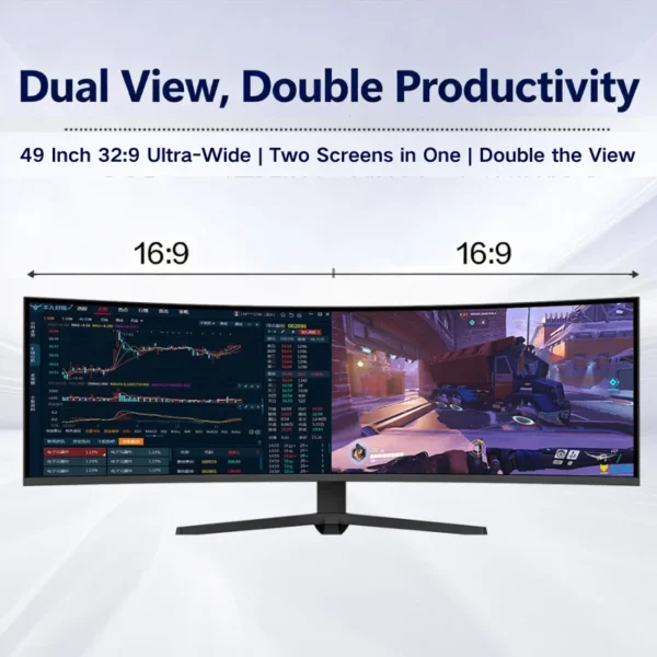S59c9151fbb1d4c069220263da058ceebg.webp 49 Curved Ultra Wide Gaming Display 3800R 165Hz 5120x1440 HDR USB C Charging Adjustable Stand Monitor DeskTop