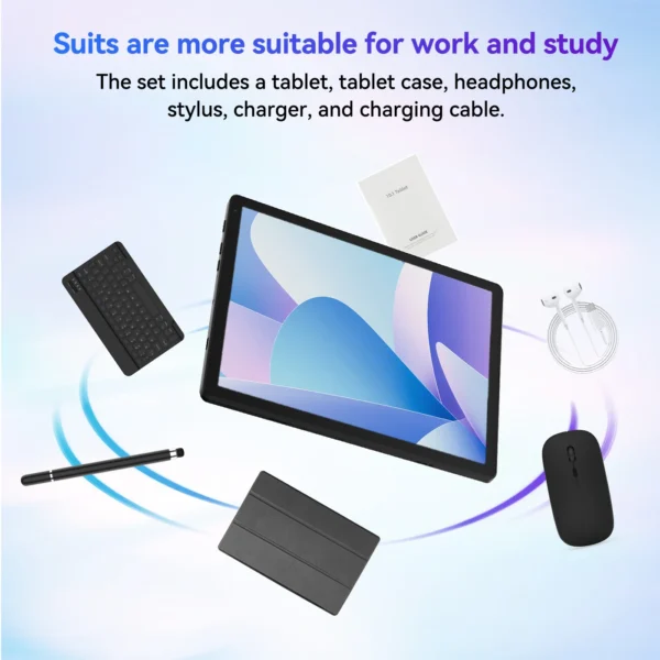 S5a56f7ba31a14df7b566ee3fa362c8d6P.webp URAO Android 15 Tablet 10.1 Inch 20GB RAM 64GB ROM 5-core Dual Camera Tablets PC Set Keyboard/Case/Mouse/Stylus/Headphone